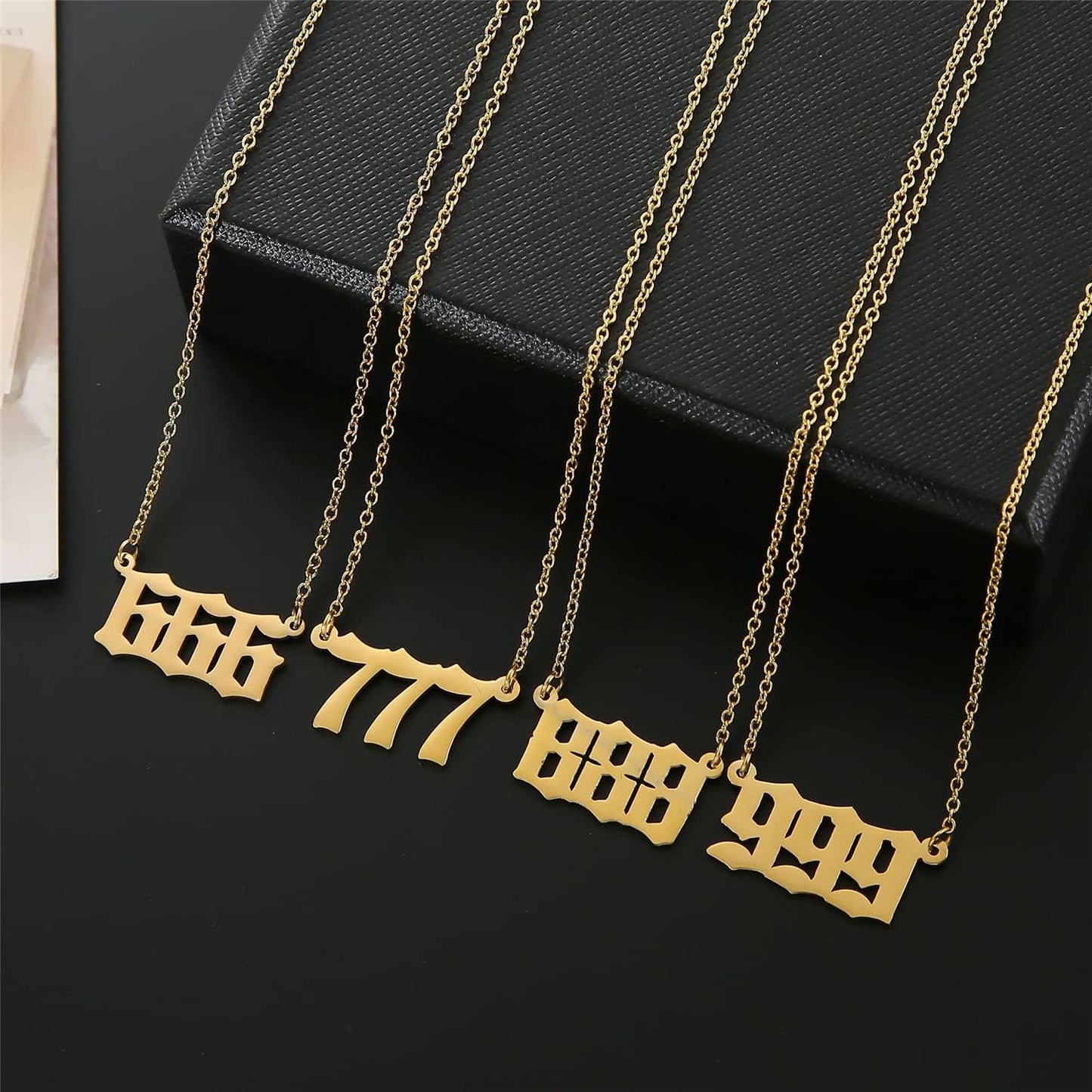 Angel Number Necklace for Women – Gold Plated 000 111 222 333 444 555 666 777 888 999 Pendants Choker Chain Numerology Jewelry for Women Gift