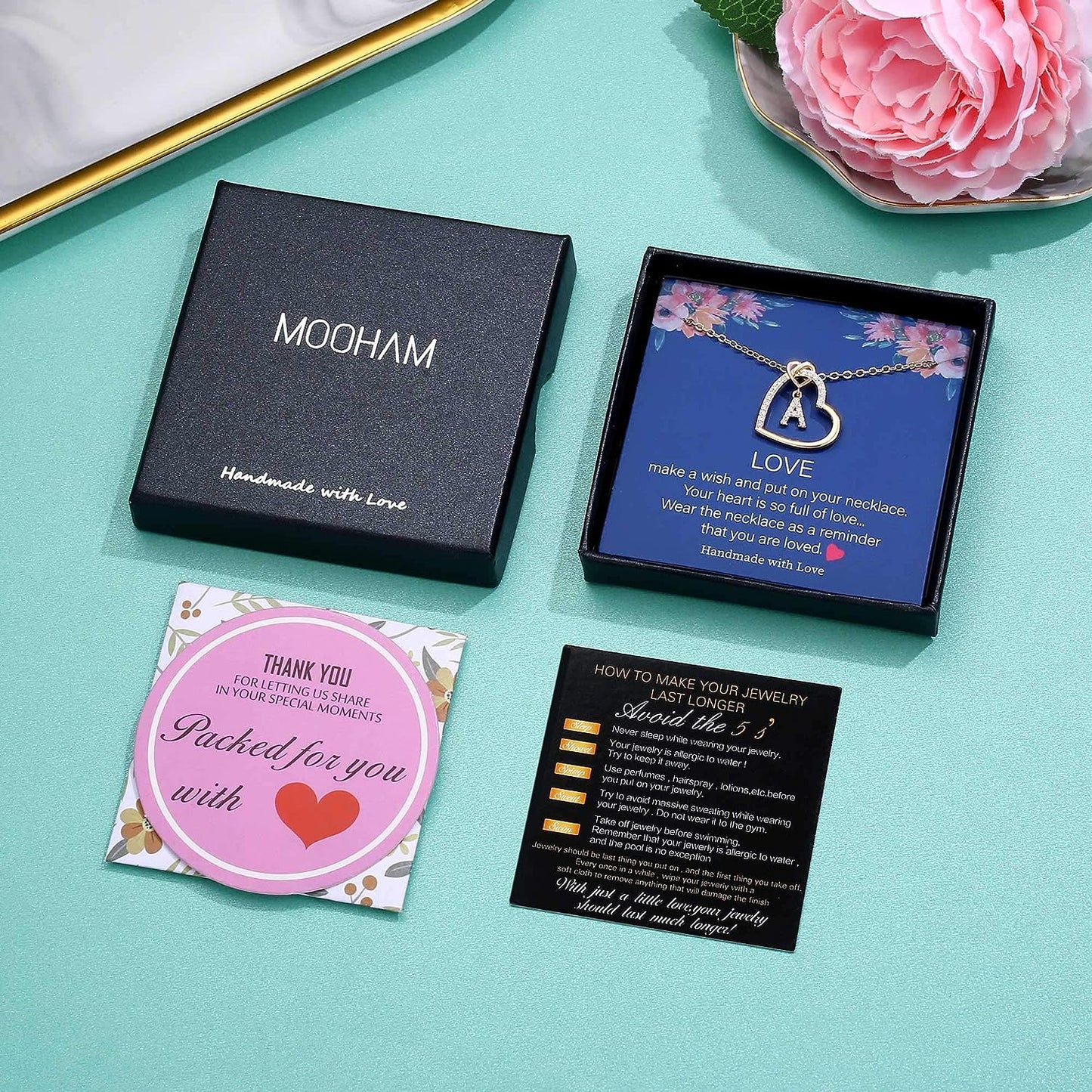 Heart Initial Necklaces for Girls Teen Women, Cubic Zirconia Heart Pendant Necklace, Dainty Initial Heart Necklace Letter a - Z Jewelry Gifts for Girls Women