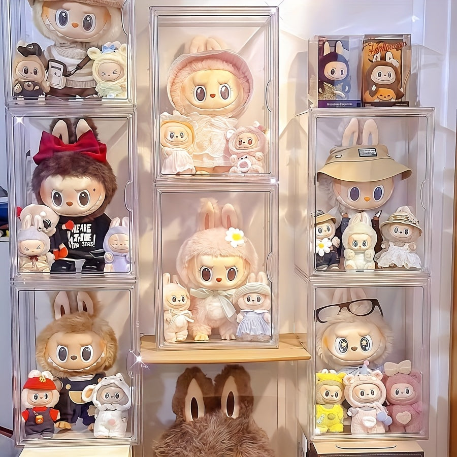 1pc Acrylic LABUBU Transparent Collection Cabinet, Transparent Plush Doll Storage Box, Used for Organizing And Displaying, Dust-Proof Storage, Very Suitable for Doll Collection, Exquisite Gift