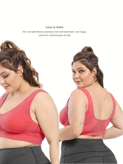 [Gentle Care, Sports Bra] Breathable Plus Size Seamless Sports Bra for Women - Purple, Push-Up with Removable Pads, Comfort Fit Vest Style, Sizes 36XL to 40XL