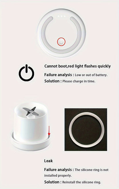 11.83oz Portable Electric Wireless Mini Fruit Blender Juicer - Perfect for On-the-Go!