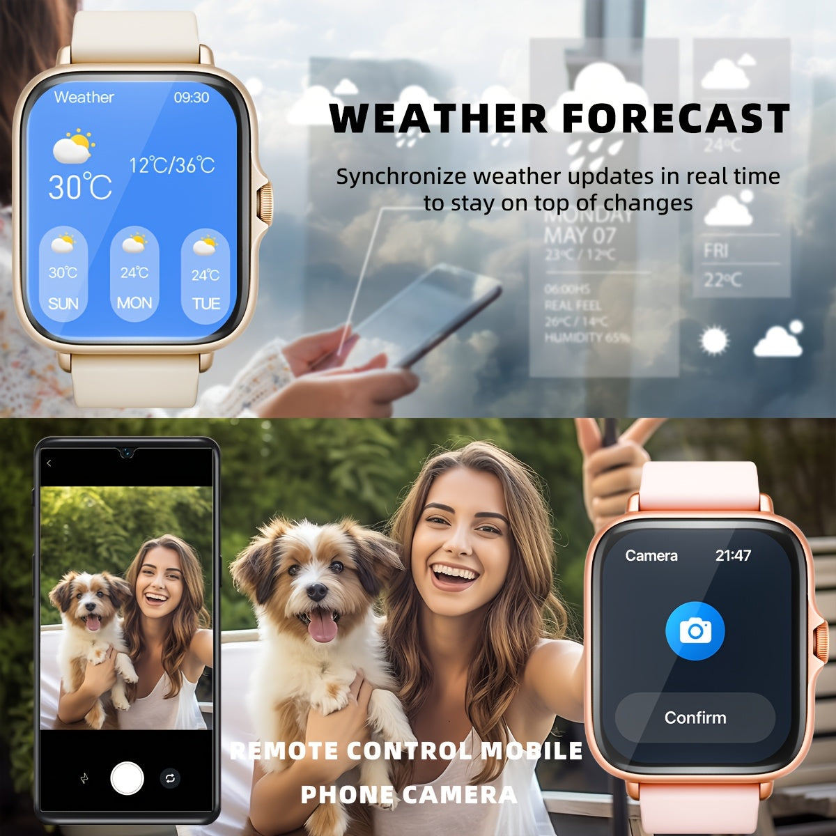 Sports Smart Watch, 1.83'' Full Touch Screen Display with Message, Answer Make Call Smartwatch, Monitoring, Sports Pedometer, Information Alerts, for iPhone Android Phones, Smartbands Fitness Watch for Women Men Friend Gift,