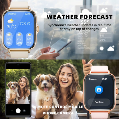 Sports Smart Watch, 1.83'' Full Touch Screen Display with Message, Answer Make Call Smartwatch, Monitoring, Sports Pedometer, Information Alerts, for iPhone Android Phones, Smartbands Fitness Watch for Women Men Friend Gift,