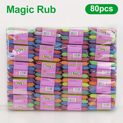 4pcs, Kitchen Dishwashing Sponge, Does Not Hurt Pot Brush Pot Artifact, Household Double-sided Cleaning Sponge Wipe, Scouring Pad, Kitchen Scrub Sponge, Cleaning Supplies, Cleaning Tool, Back To School Supplies