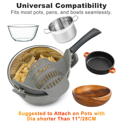 [Clip-On Strainer] 1pc ABERZEY Clip-On Strainer for Pots & Pans - Durable Plastic Kitchen Colander for Pasta, Meat, Vegetables, Fruits - Easy Drainage & Compact Design, Strainer for Pasta, Vegetable Preparation, Modern Kitche