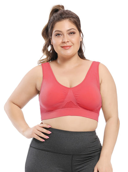 [Gentle Care, Sports Bra] Breathable Plus Size Seamless Sports Bra for Women - Purple, Push-Up with Removable Pads, Comfort Fit Vest Style, Sizes 36XL to 40XL