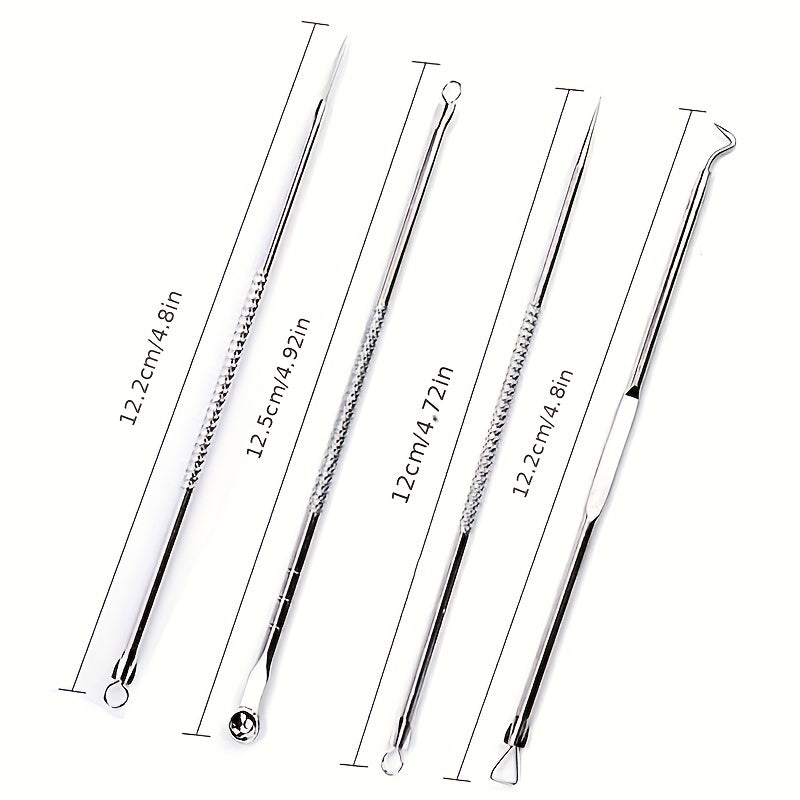 [Blackhead Remover] 4pcs/set Blackhead Needle | Black Spot Pimple Blemish Remover Light Beige Care Women Beauty Pore Cleanser Needle Hook
