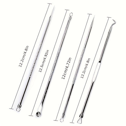 [Blackhead Remover] 4pcs/set Blackhead Needle | Black Spot Pimple Blemish Remover Light Beige Care Women Beauty Pore Cleanser Needle Hook