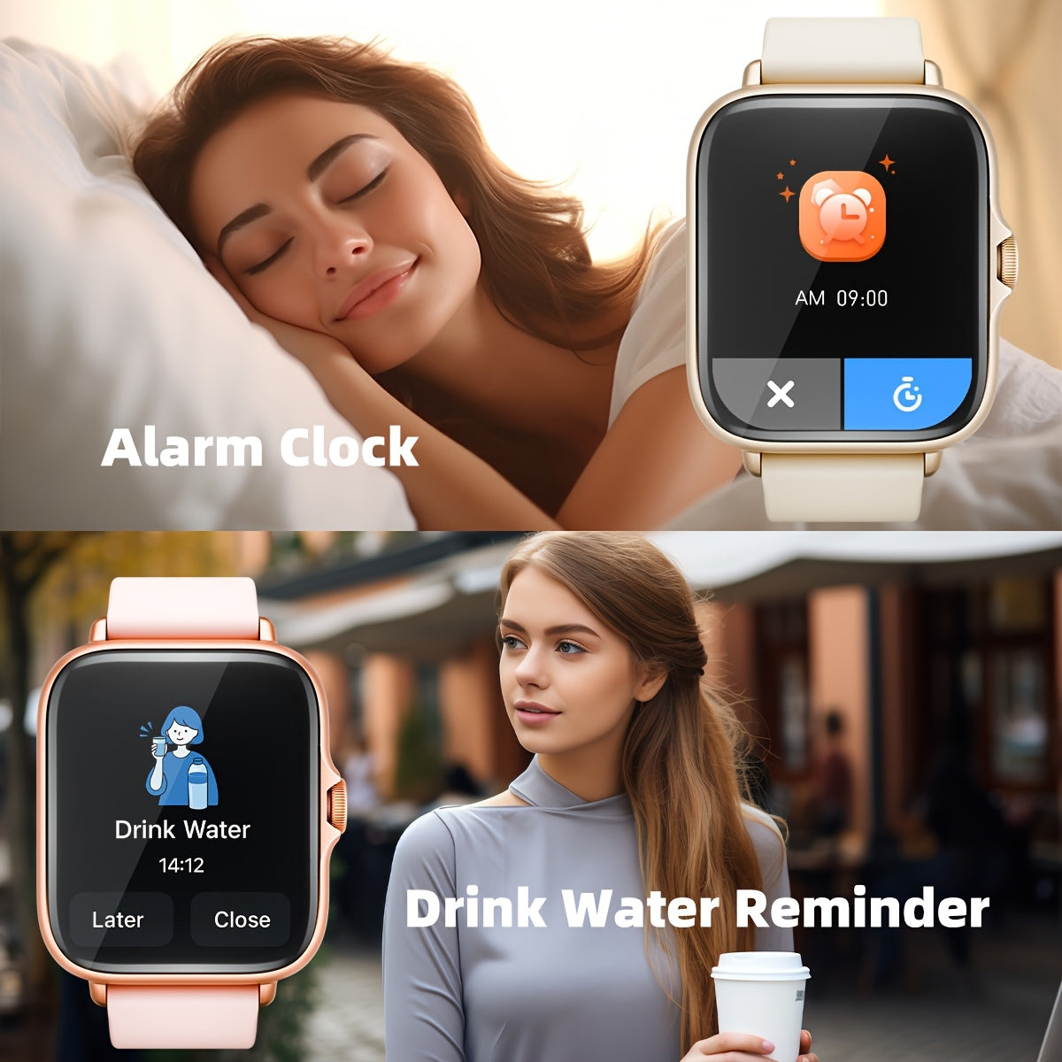 Sports Smart Watch, 1.83'' Full Touch Screen Display with Message, Answer Make Call Smartwatch, Monitoring, Sports Pedometer, Information Alerts, for iPhone Android Phones, Smartbands Fitness Watch for Women Men Friend Gift,