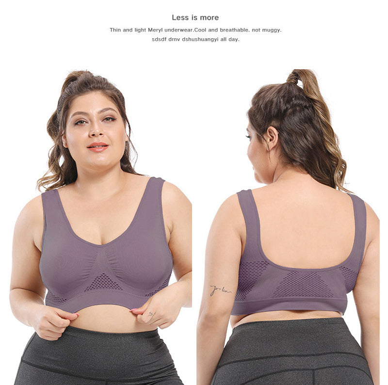[Gentle Care, Sports Bra] Breathable Plus Size Seamless Sports Bra for Women - Purple, Push-Up with Removable Pads, Comfort Fit Vest Style, Sizes 36XL to 40XL