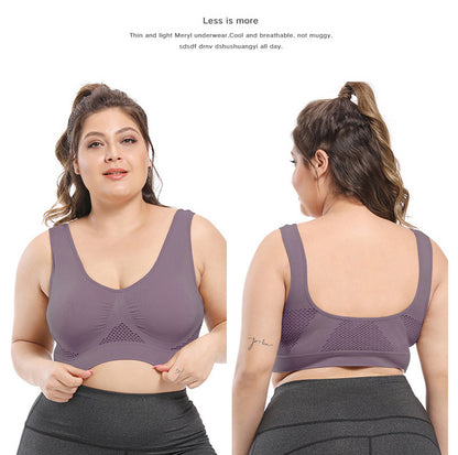 [Gentle Care, Sports Bra] Breathable Plus Size Seamless Sports Bra for Women - Purple, Push-Up with Removable Pads, Comfort Fit Vest Style, Sizes 36XL to 40XL
