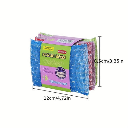 4pcs, Kitchen Dishwashing Sponge, Does Not Hurt Pot Brush Pot Artifact, Household Double-sided Cleaning Sponge Wipe, Scouring Pad, Kitchen Scrub Sponge, Cleaning Supplies, Cleaning Tool, Back To School Supplies