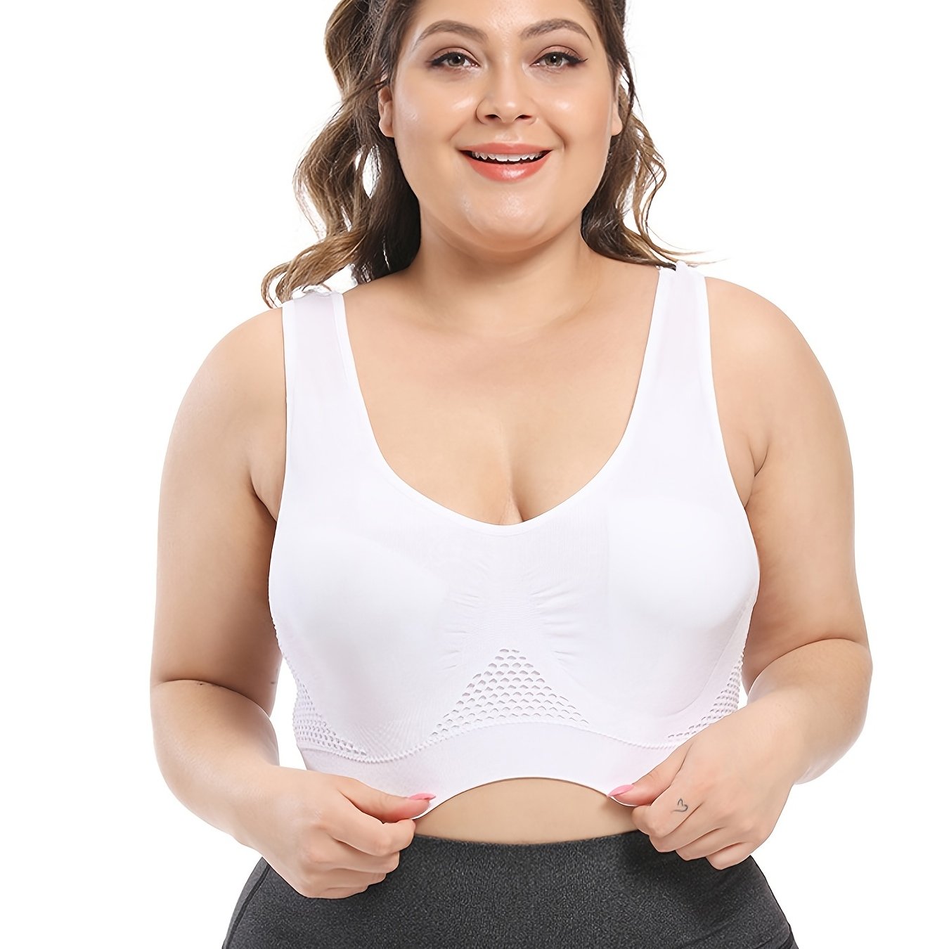 [Gentle Care, Sports Bra] Breathable Plus Size Seamless Sports Bra for Women - Purple, Push-Up with Removable Pads, Comfort Fit Vest Style, Sizes 36XL to 40XL