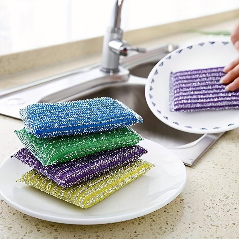 4pcs, Kitchen Dishwashing Sponge, Does Not Hurt Pot Brush Pot Artifact, Household Double-sided Cleaning Sponge Wipe, Scouring Pad, Kitchen Scrub Sponge, Cleaning Supplies, Cleaning Tool, Back To School Supplies