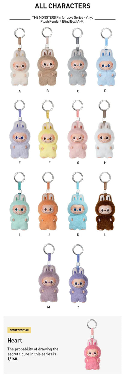 THE MONSTERS Love Series – (A–M, Single Box) Labubu Vinyl Plush Pendant Blind Box