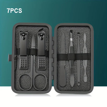7/10/12/18/20/24PCS Set Professional Manicure Set Kits Stainless Steel Fingernail Toenail Clppers Set with Leather Portable