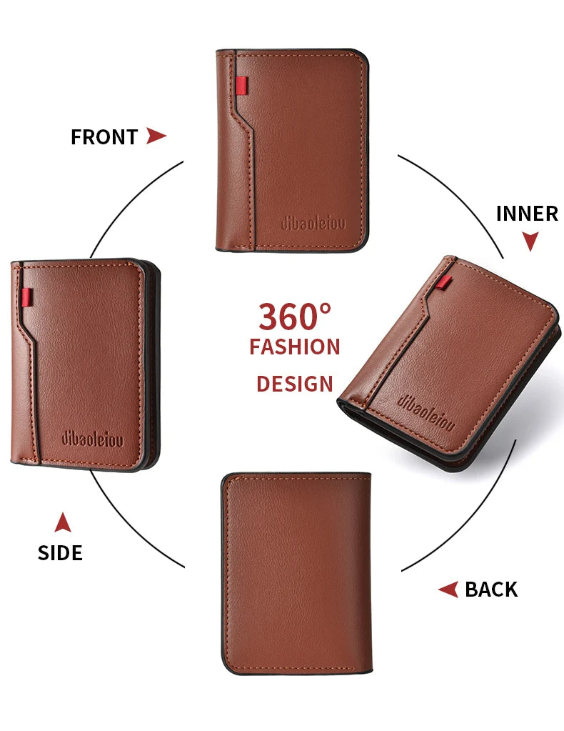 1Pc New Ultra-thin Mini Soft PU Leather Credit Card Wallet Holder Short Vertical High Quality Men's Wallet