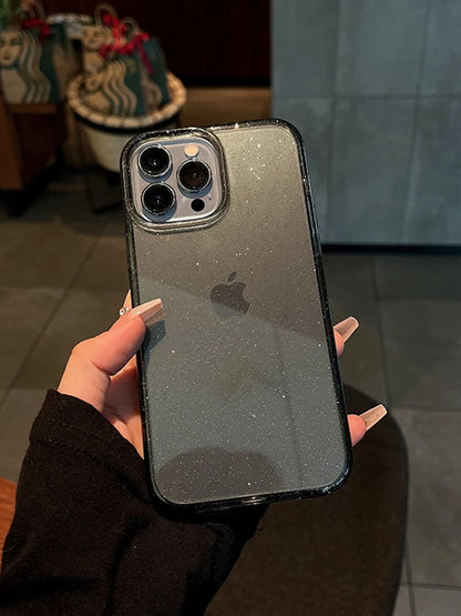 Luxury Bling Glitter Clear Phone Case for iPhone 16 15 14 13 12 11 Pro Max Plus Mini Silicone Soft Transparent Bumper Cover