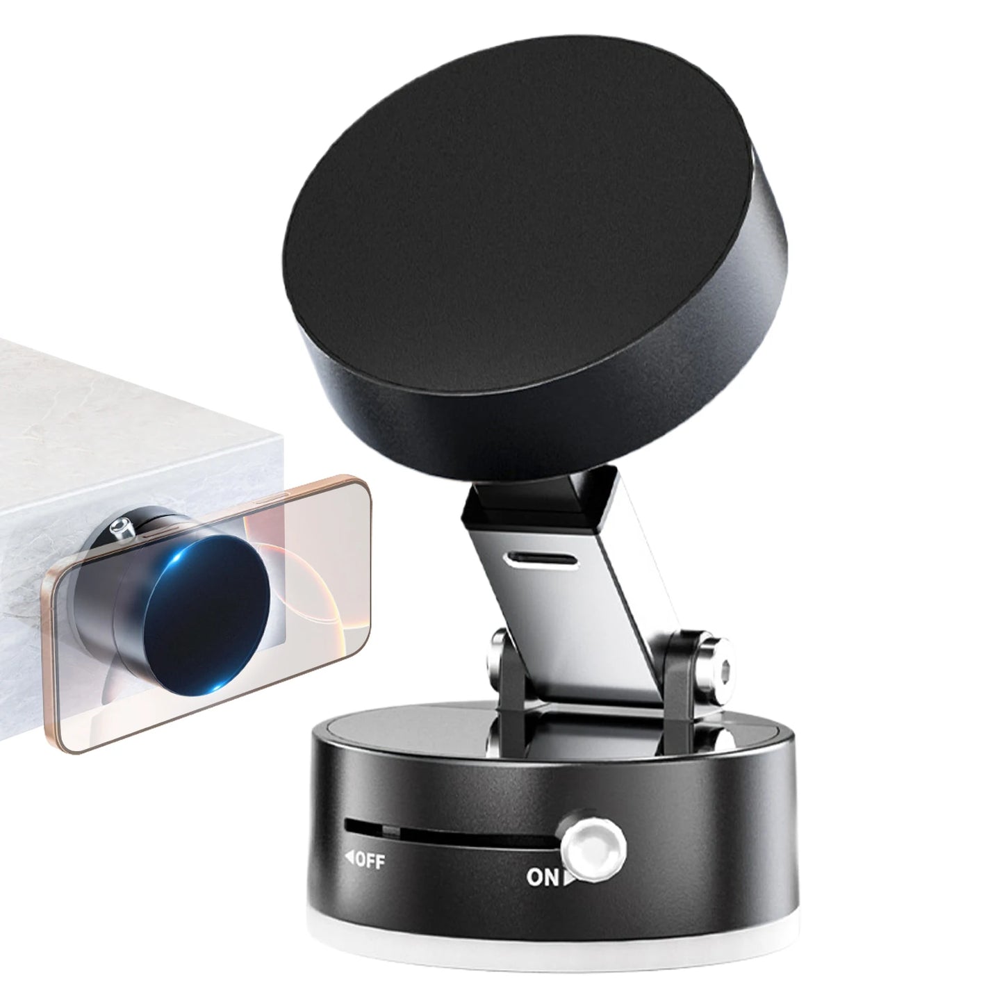 Vacuum Suction Cup Magnetic Car Phone Holder Double-Sided Foldable Magnetic Auto Phone Bracket For Car Interior Accessories