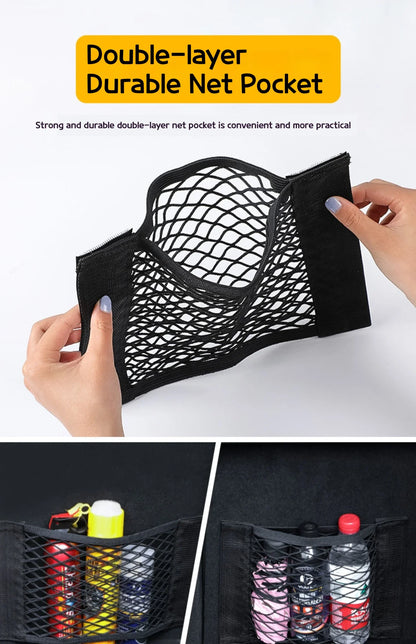 Luggage Storages Car Trunk Storage Bag Double Stretch Velcro Car Storage Net Bag Mesh Storages Net Bag Car Net