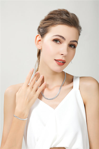 18K Gold/Silver Color 6mm Full Sideways Necklace 8/18/20/24 Inch Chain For Woman Men Fashion Wedding Engagement Jewelry