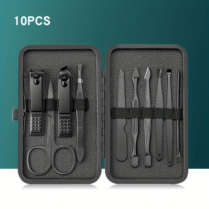 7/10/12/18/20/24PCS Set Professional Manicure Set Kits Stainless Steel Fingernail Toenail Clppers Set with Leather Portable