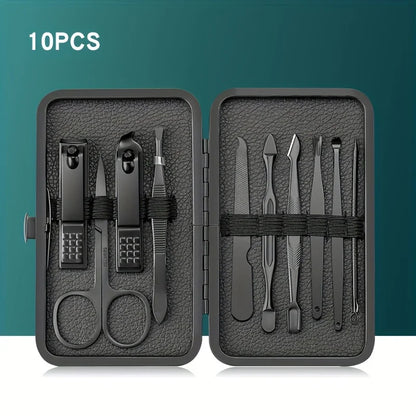 7/10/12/18/20/24PCS Set Professional Manicure Set Kits Stainless Steel Fingernail Toenail Clppers Set with Leather Portable