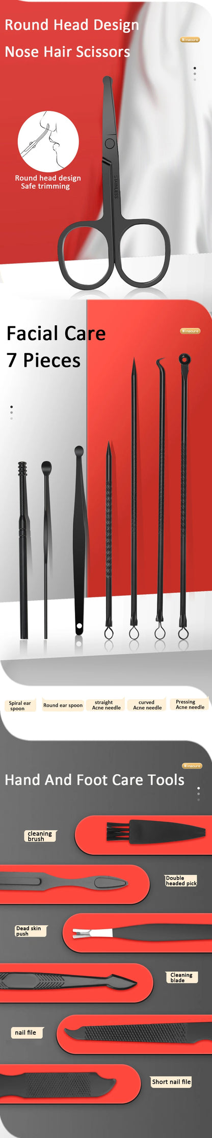 7/10/12/18/20/24PCS Set Professional Manicure Set Kits Stainless Steel Fingernail Toenail Clppers Set with Leather Portable