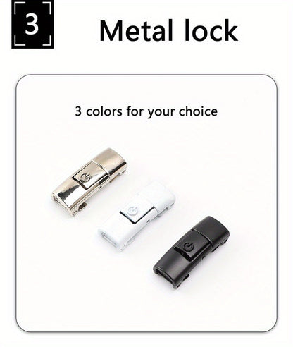 1Pair Women'S Polyester Laces Sneaker Accessories, White No Laces with Buckles