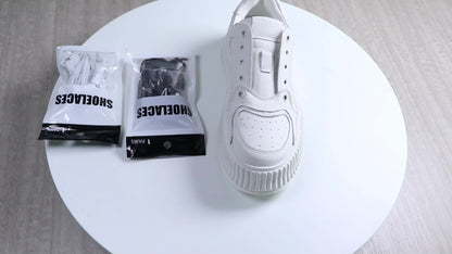 1Pair Women'S Polyester Laces Sneaker Accessories, White No Laces with Buckles