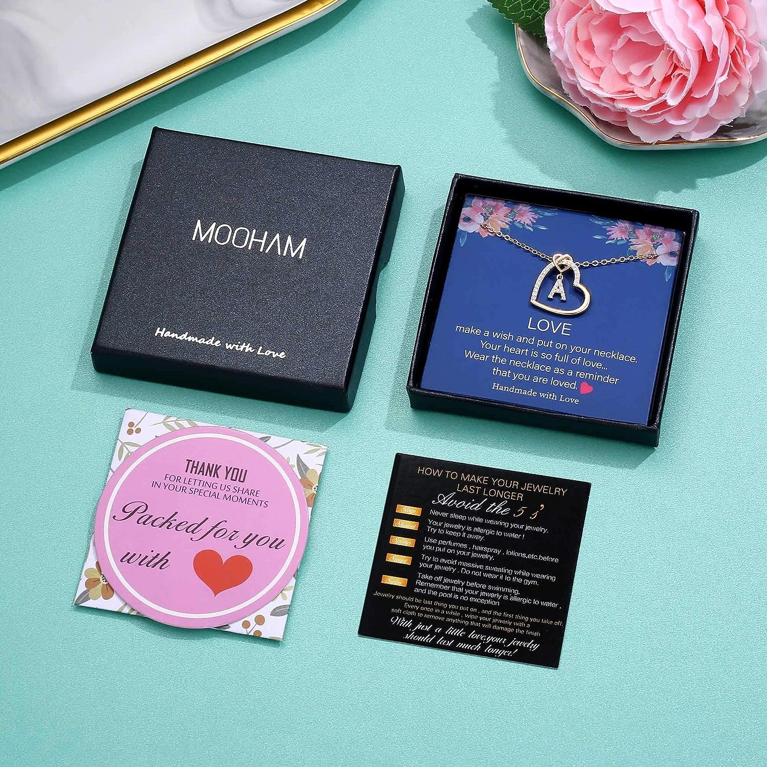 Heart Initial Necklaces for Girls Teen Women, Cubic Zirconia Heart Pendant Necklace, Dainty Initial Heart Necklace Letter a - Z Jewelry Gifts for Girls Women