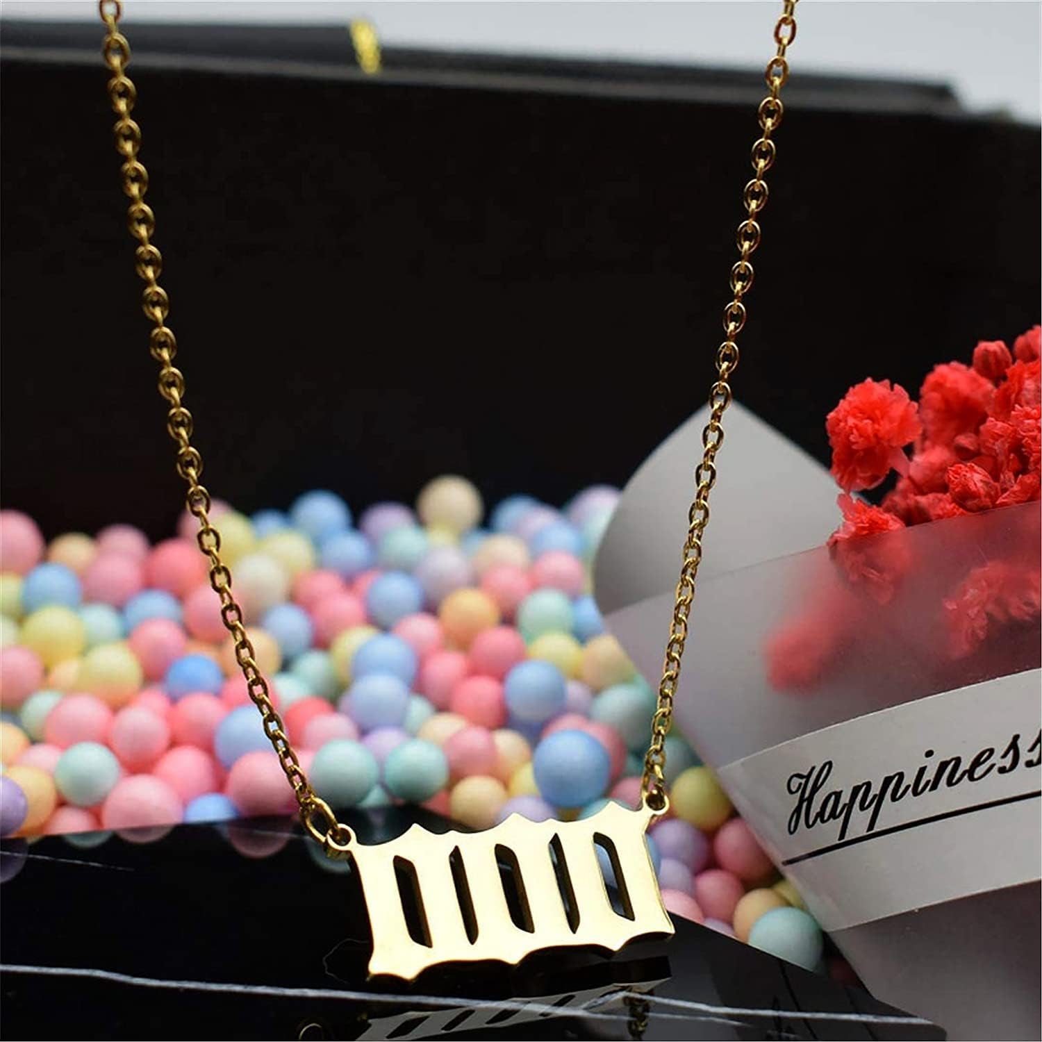 Angel Number Necklace for Women – Gold Plated 000 111 222 333 444 555 666 777 888 999 Pendants Choker Chain Numerology Jewelry for Women Gift