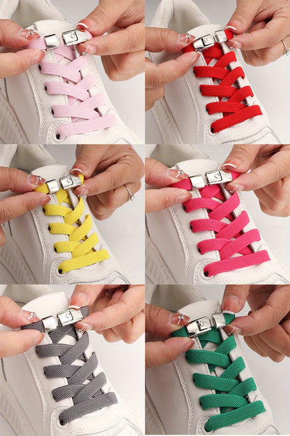 1Pair Women'S Polyester Laces Sneaker Accessories, White No Laces with Buckles