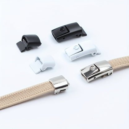 1Pair Women'S Polyester Laces Sneaker Accessories, White No Laces with Buckles