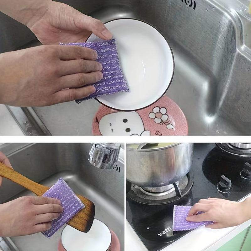 4pcs, Kitchen Dishwashing Sponge, Does Not Hurt Pot Brush Pot Artifact, Household Double-sided Cleaning Sponge Wipe, Scouring Pad, Kitchen Scrub Sponge, Cleaning Supplies, Cleaning Tool, Back To School Supplies