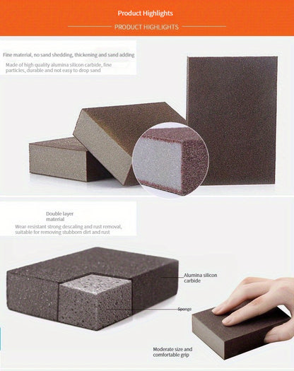 [9pcs Emery Magic Wipe] 1/3/6/9pcs Emery Magic Wipe Pot Bottom Cleaning Descaling Sponge | Iron Rust Removal Sponge, Dishwashing Sponge Block, Scouring Pads, Power Decontamination, Cleaning Supplies, Cleaning Tool, Back To Sc