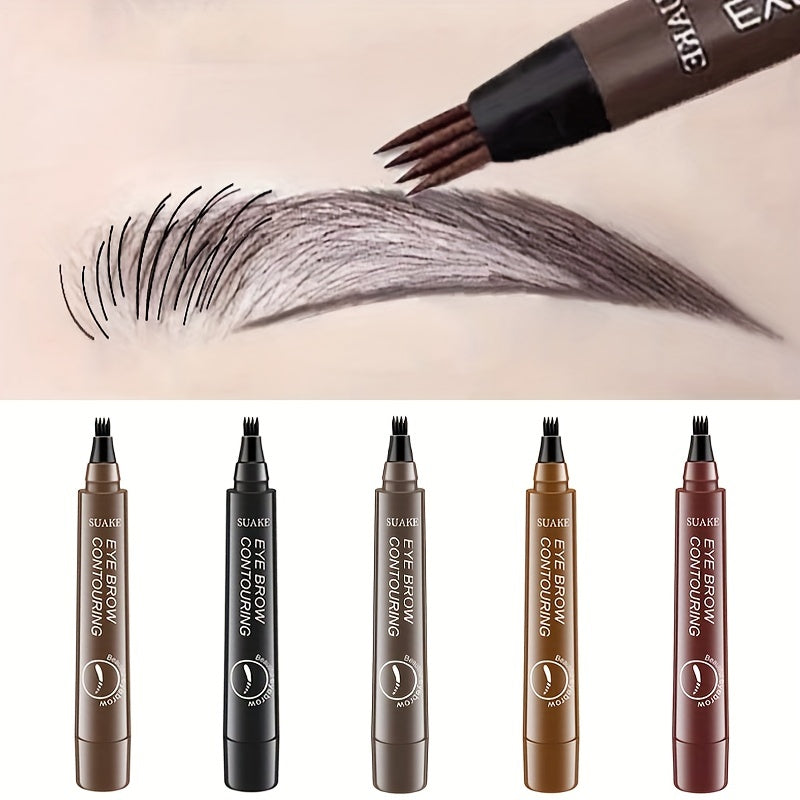 [Waterproof Eyebrow Pen] 1pc Waterproof Eyebrow Pen | Micro-Fork Tip Applicator for Natural Looking Brows - Effortless Microblading Makeup Pencil
