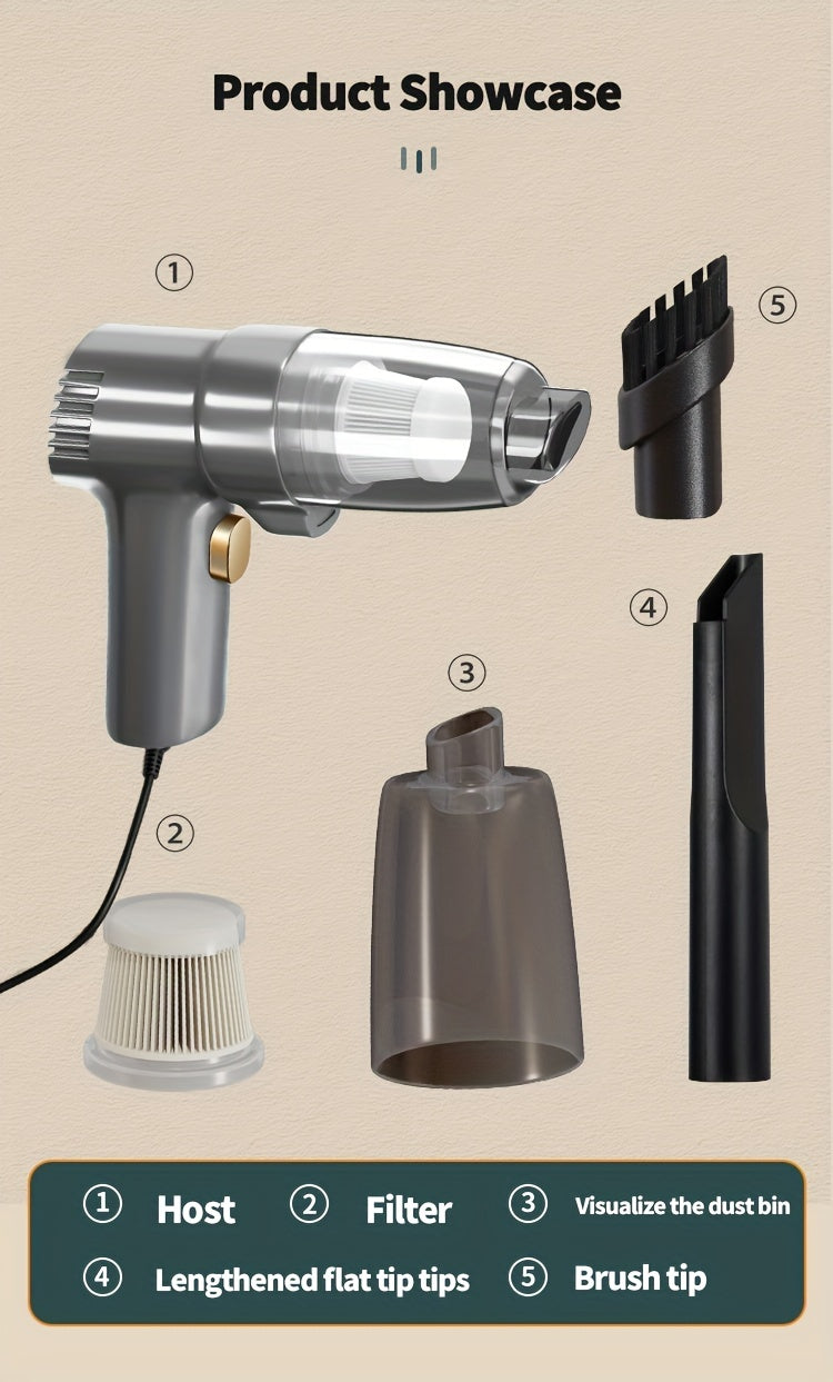 OUDEMU Car Vacuum Cleaner - Powerful 3KPa suction, Corded (3m), Compact Handheld car vacuum with One-Touch Emptying, for Cars, Trucks, Home - Lightweight Portable design, Compatible with 12V Car Plug Plug, Mini Vacuum Cleaner