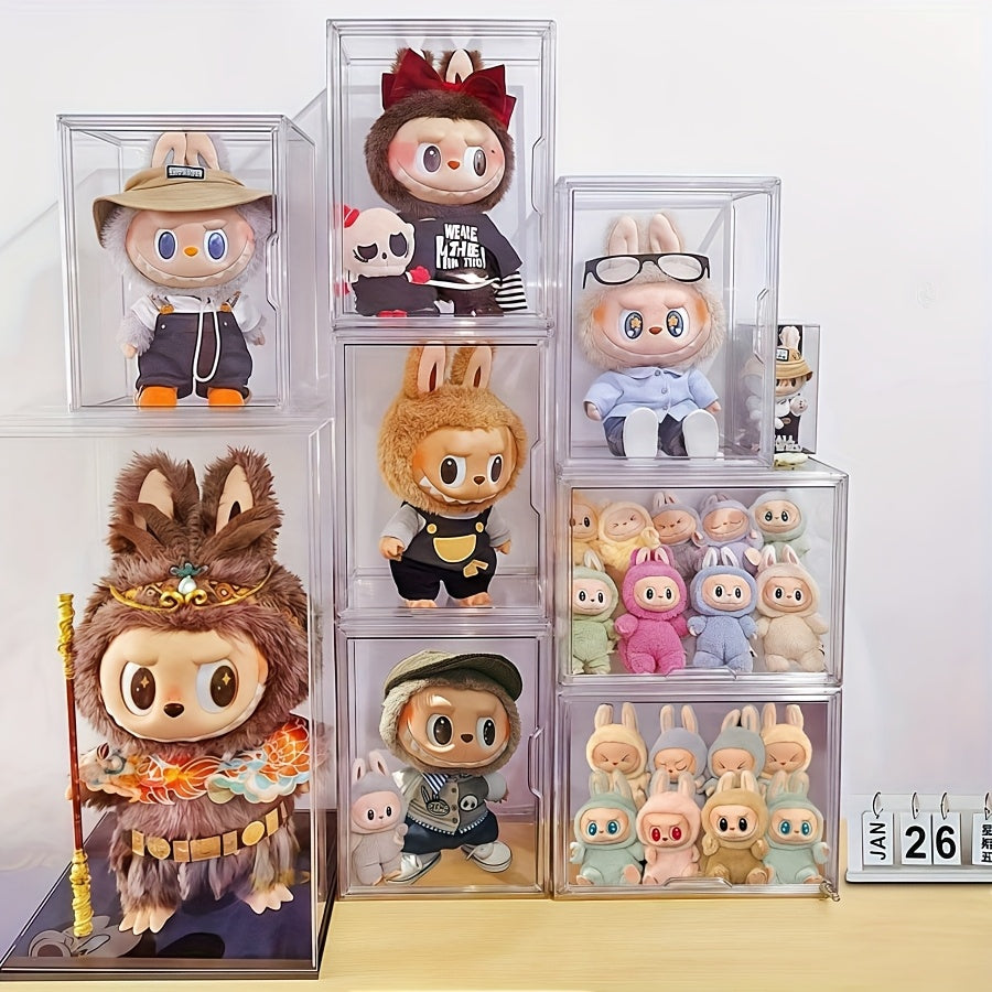 1pc Acrylic LABUBU Transparent Collection Cabinet, Transparent Plush Doll Storage Box, Used for Organizing And Displaying, Dust-Proof Storage, Very Suitable for Doll Collection, Exquisite Gift