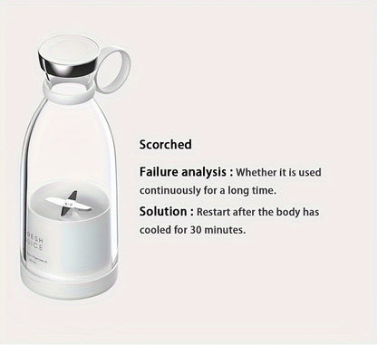 11.83oz Portable Electric Wireless Mini Fruit Blender Juicer - Perfect for On-the-Go!