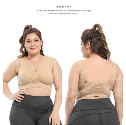 [Gentle Care, Sports Bra] Breathable Plus Size Seamless Sports Bra for Women - Purple, Push-Up with Removable Pads, Comfort Fit Vest Style, Sizes 36XL to 40XL