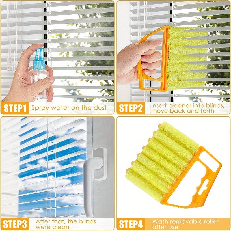 [Washable Window Brush] 1pc Washable Window Cleaning Brushes | Microfibers For Effortless Dust Collection And Blinds Cleaning