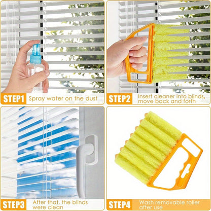 [Washable Window Brush] 1pc Washable Window Cleaning Brushes | Microfibers For Effortless Dust Collection And Blinds Cleaning