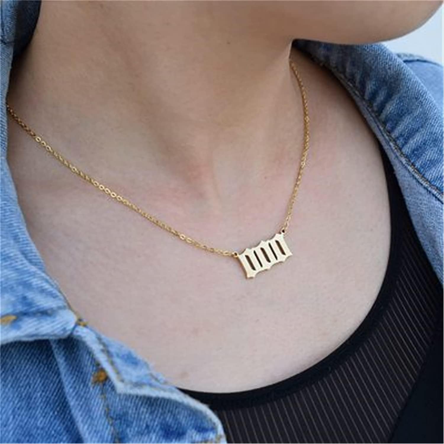 Angel Number Necklace for Women – Gold Plated 000 111 222 333 444 555 666 777 888 999 Pendants Choker Chain Numerology Jewelry for Women Gift